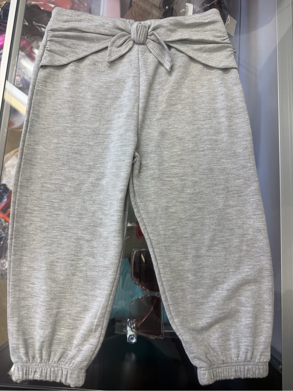Girls' Knot-Waist Heather Gray Jogger Pants